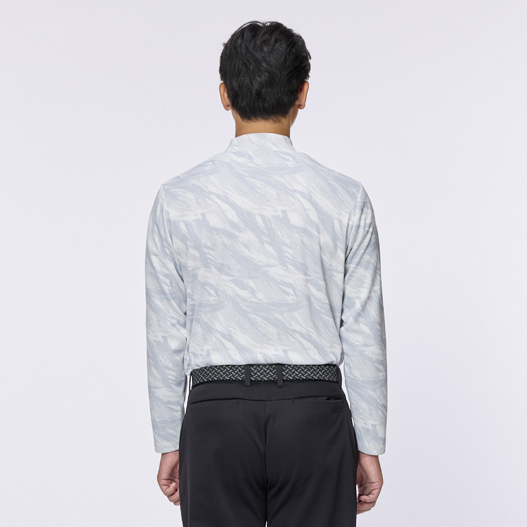 保温スリーブロゴプリント 長袖モックネックシャツ SMS5401【The